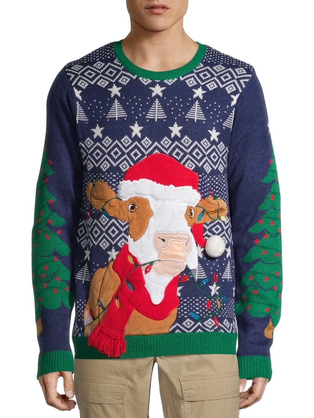 Holiday time Festive Reindeer Sweater - Blue and Red